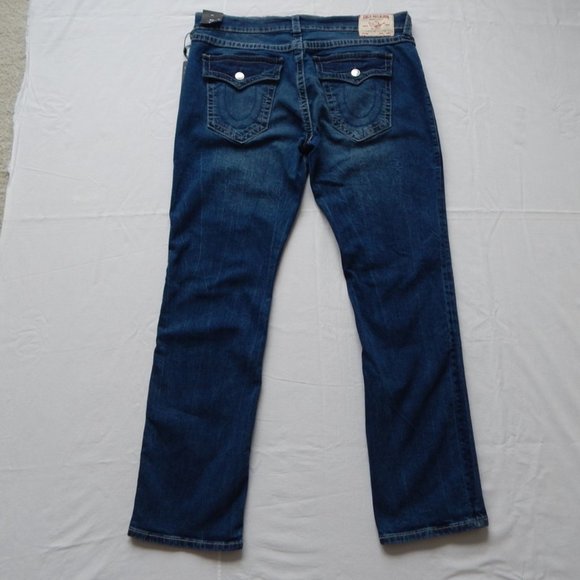 NWT MEN’S TRUE RELIGION RICKY SN FLAP Relaxed Straight Blue Indigo JEANS 38 x 34 - Picture 3 of 8